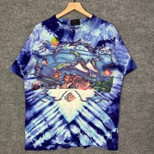 Vintage Chapman Graphics Ocean fish Tie Dye Pullover Single Stitch T Shirt XL‎